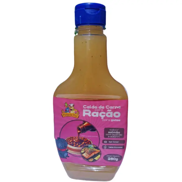 CALDO DE CARNE PARA RAÇÃO GATOS SABOR SALMÃO C/ AÇAFRÃO E ALECRIM PESO LIQ.: 240 g