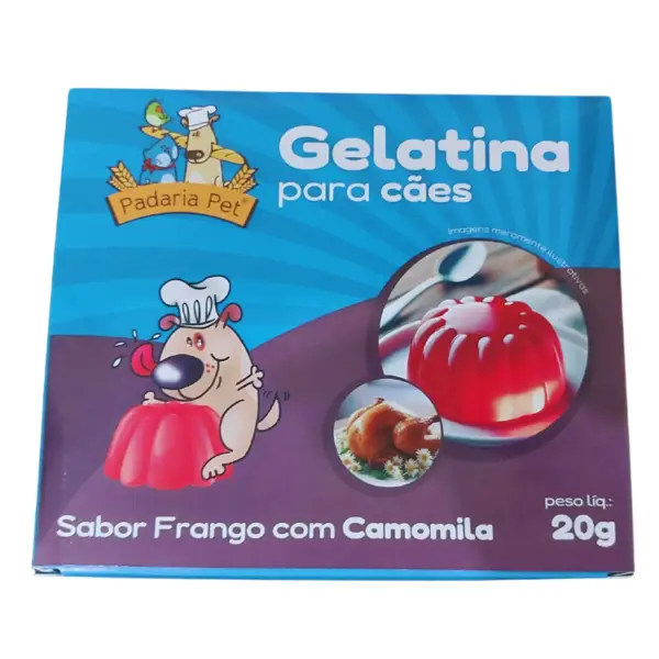GELATINA PARA CÃES SABOR FRANGO COM CAMOMILA PESO LIQ.: 20 g