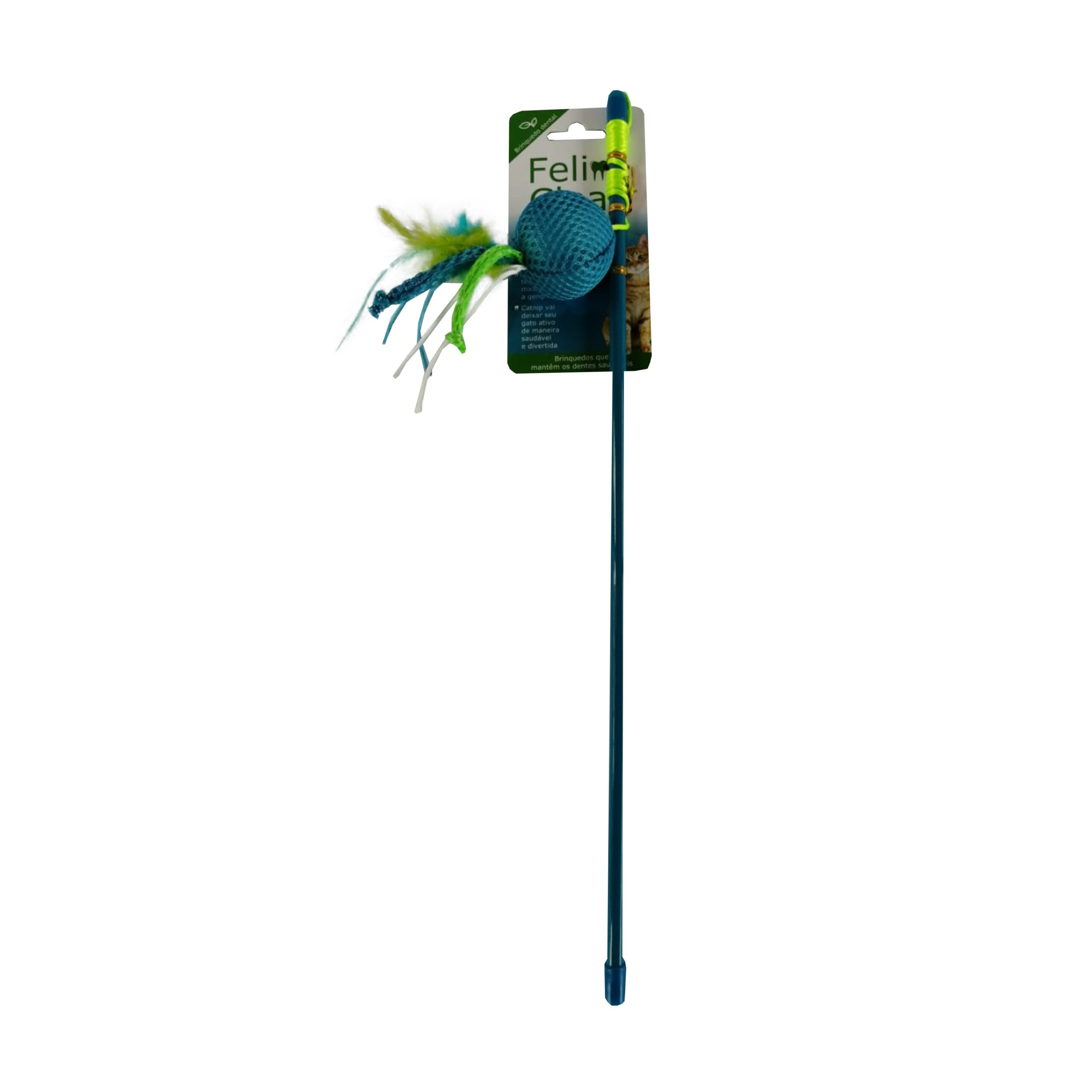 WB23560 - HASTE COM BOLINHA DE TECIDO DENTAL PARA GATOS